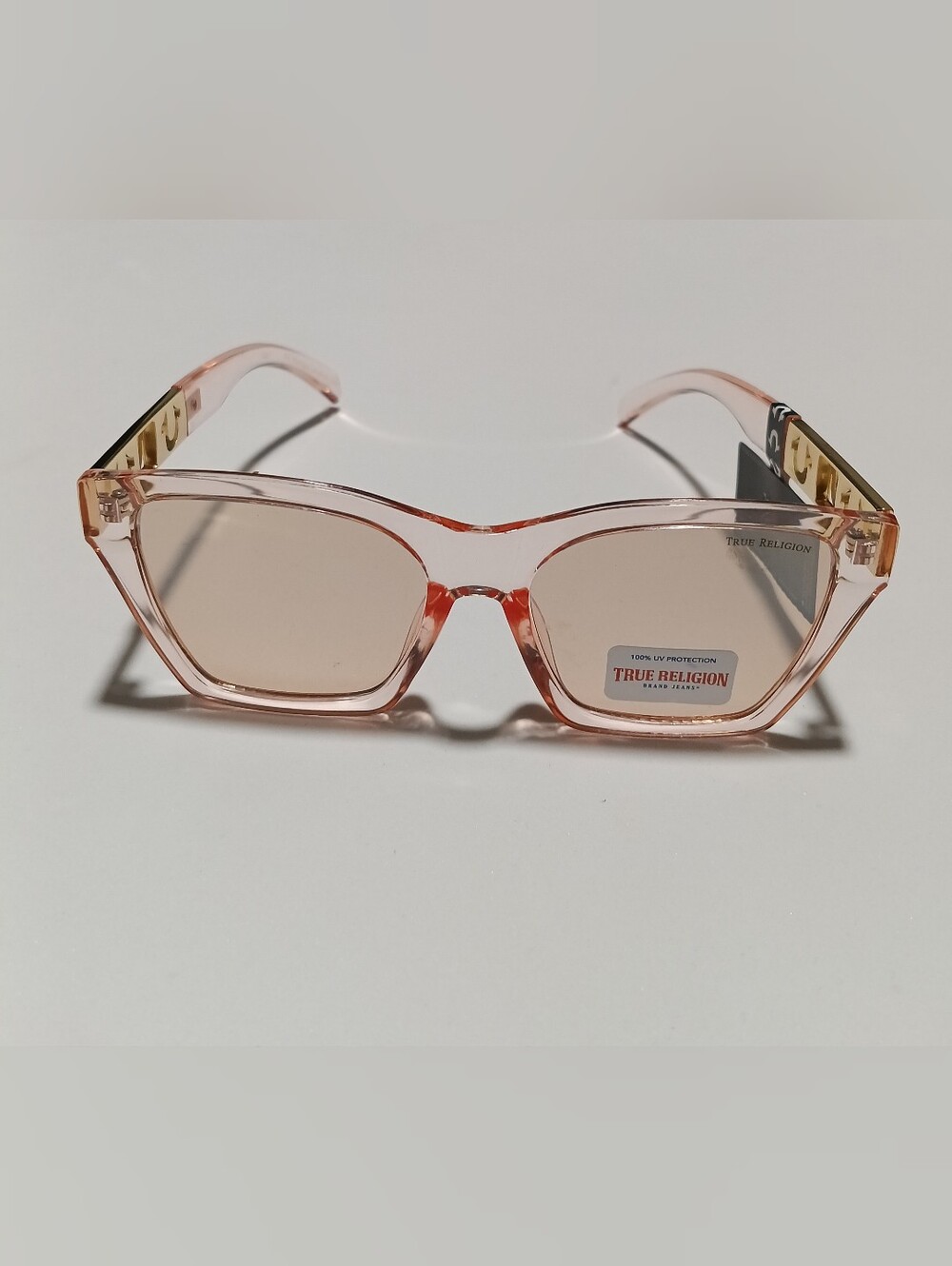 True Religion Women's Pink Transparent Rectangle Sunglasses Brand New With Tag
